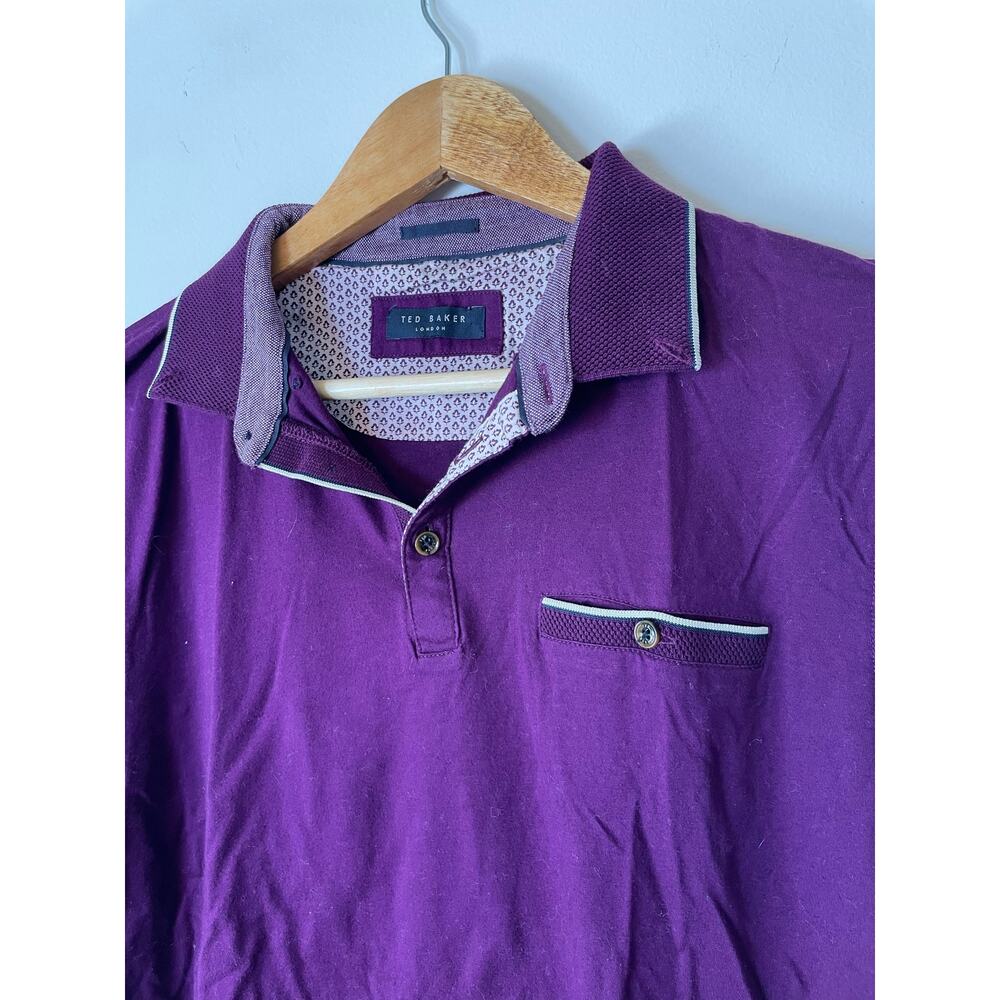 Ted Baker London Purple Classic Polo Shirt Breast Pocket Quiet Luxury - Picture 3 of 6